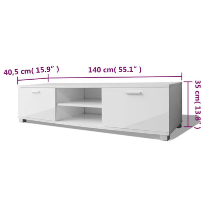 vidaXL TV Stand | High-gloss white | Engineered wood, MDF | Medium | TV Cabinet