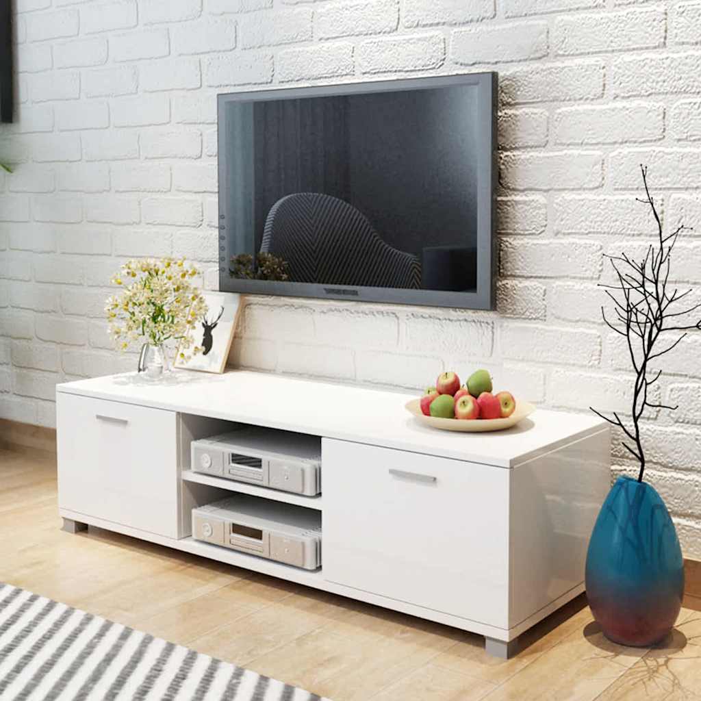 vidaXL TV Stand | High-gloss white | Engineered wood, MDF | Medium | TV Cabinet