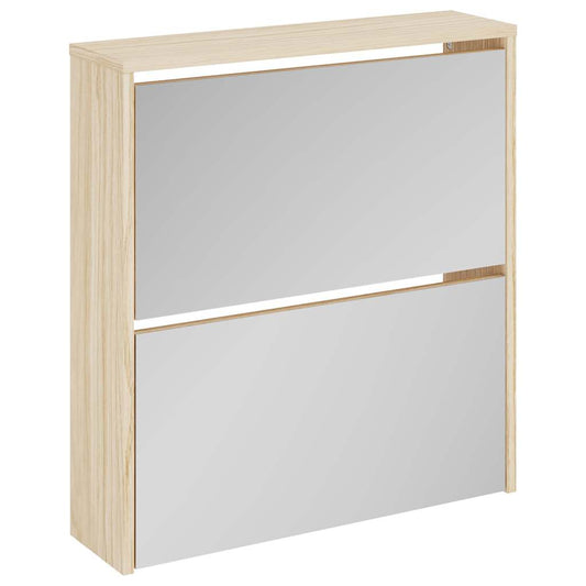vidaXL Shoe Cabinet 2-Layer Mirror Oak 63x17x67 cm