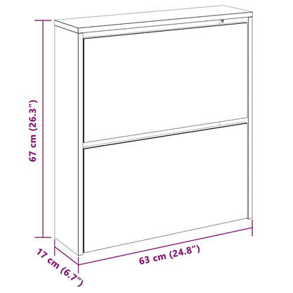 vidaXL Shoe Cabinet 2-Layer Mirror Oak 63x17x67 cm