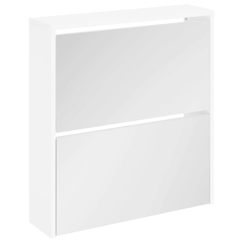 243046 vidaXL Shoe Cabinet 2-Layer Mirror White 63x17x67 cm