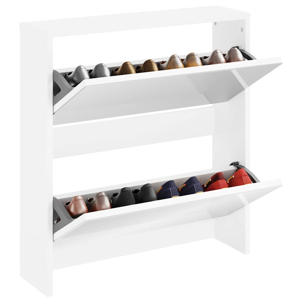 243046 vidaXL Shoe Cabinet 2-Layer Mirror White 63x17x67 cm