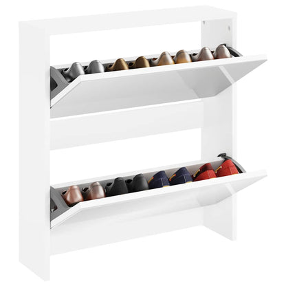 243046 vidaXL Shoe Cabinet 2-Layer Mirror White 63x17x67 cm