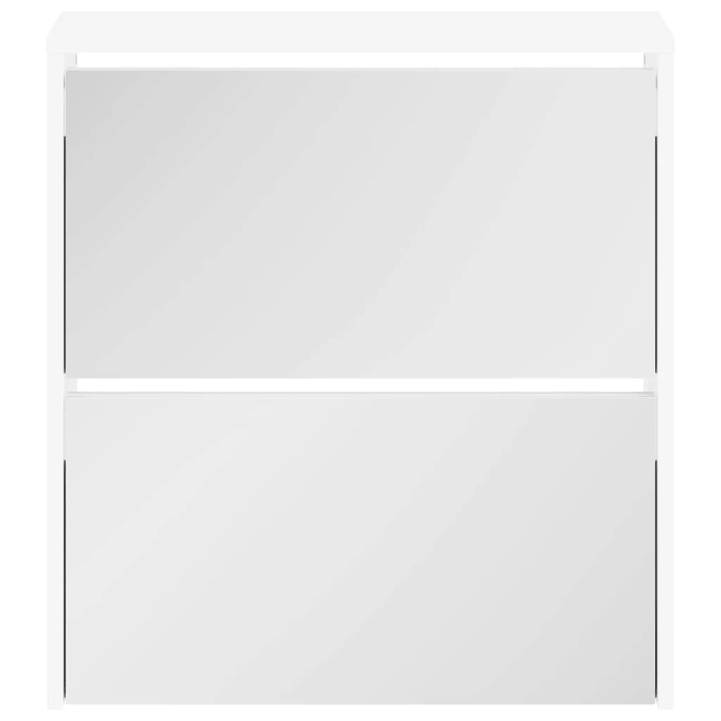 vidaXL Shoe Cabinet 2-Layer Mirror White 63x17x67 cm