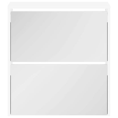 243046 vidaXL Shoe Cabinet 2-Layer Mirror White 63x17x67 cm
