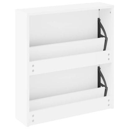 243046 vidaXL Shoe Cabinet 2-Layer Mirror White 63x17x67 cm