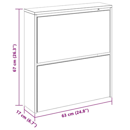 vidaXL Shoe Cabinet 2-Layer Mirror White 63x17x67 cm