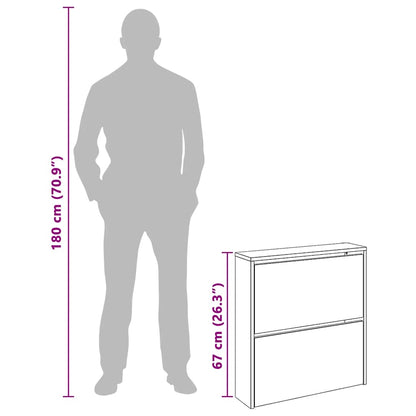 vidaXL Shoe Cabinet 2-Layer Mirror White 63x17x67 cm