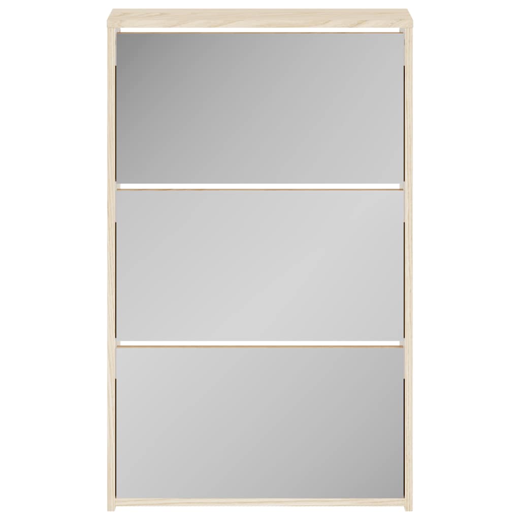 vidaXL Shoe Cabinet 3-Layer Mirror Oak 63x17x102.5 cm