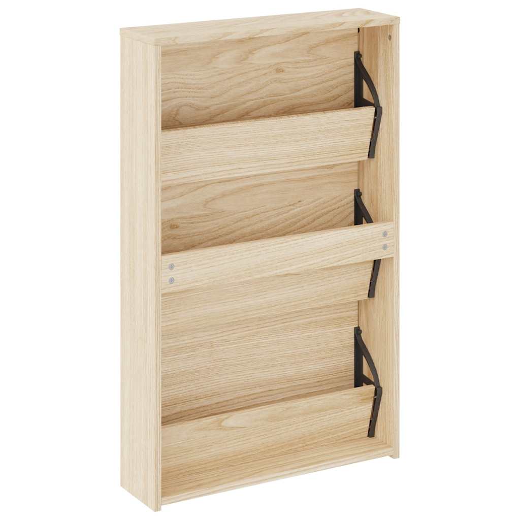 vidaXL Shoe Cabinet 3-Layer Mirror Oak 63x17x102.5 cm