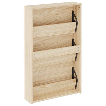 vidaXL Shoe Cabinet 3-Layer Mirror Oak 63x17x102.5 cm