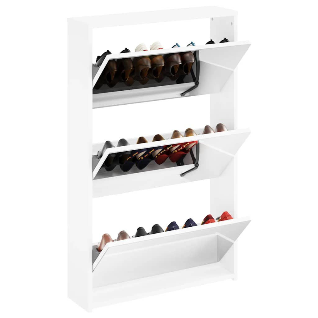 243048 vidaXL Shoe Cabinet 3-Layer Mirror White 63x17x102,5 cm