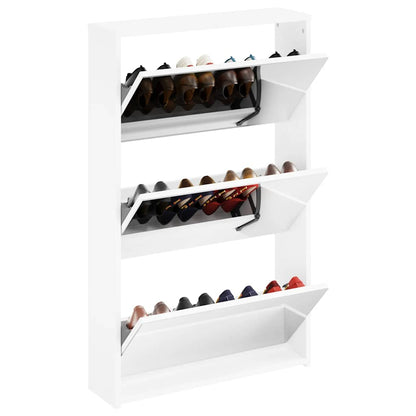 243048 vidaXL Shoe Cabinet 3-Layer Mirror White 63x17x102,5 cm