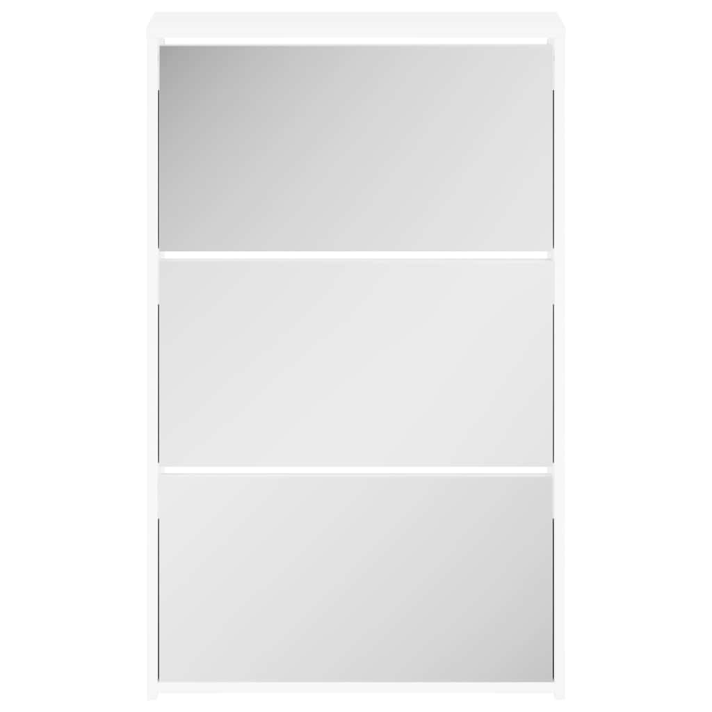 243048 vidaXL Shoe Cabinet 3-Layer Mirror White 63x17x102,5 cm