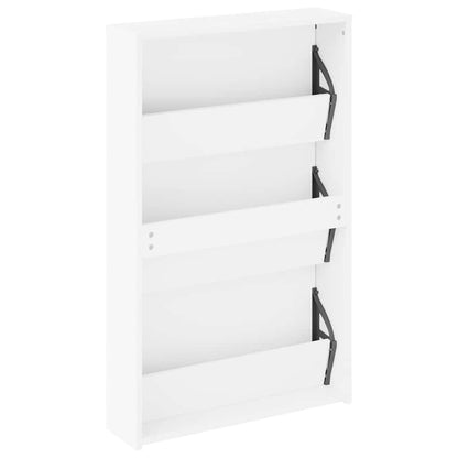 243048 vidaXL Shoe Cabinet 3-Layer Mirror White 63x17x102,5 cm