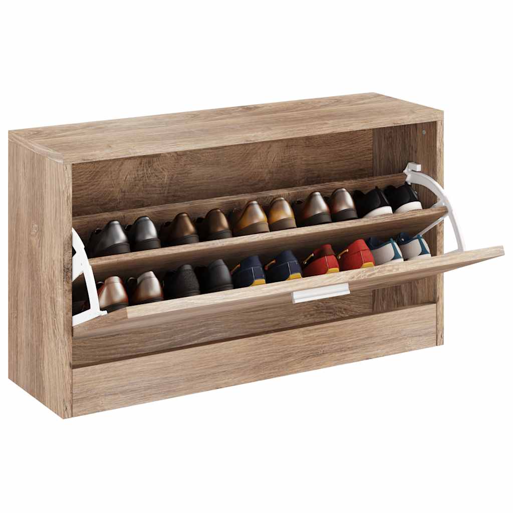 243049 vidaXL Shoe Storage Bench Oak 80x24x45 cm