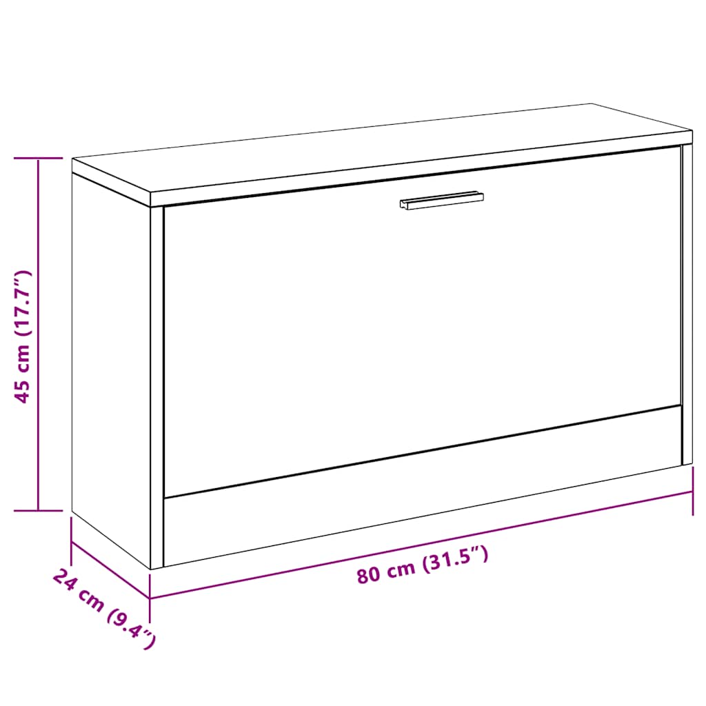 243050 vidaXL Shoe Storage Bench White 80x24x45 cm