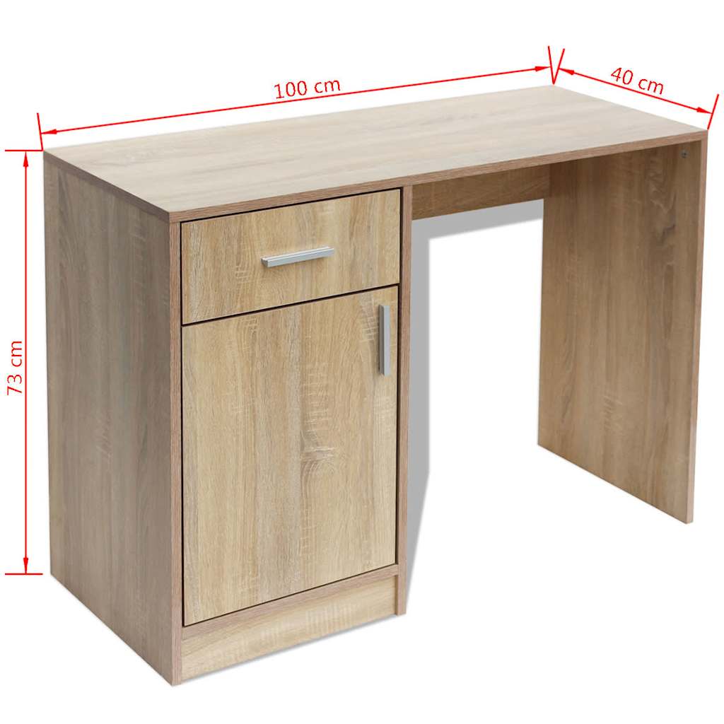 vidaXL Desk | Oak | Engineered wood | 100 x 40 x 73 cm | Storage | Desk