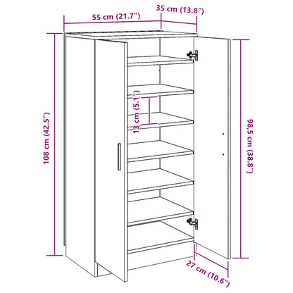 vidaXL Shoe Cabinet 7 Shelves Oak
