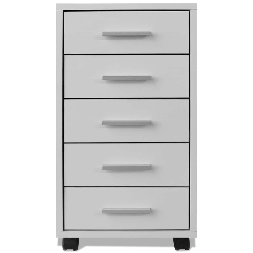 243064 vidaXL Office Drawer Unit with Castors 5 Drawers White