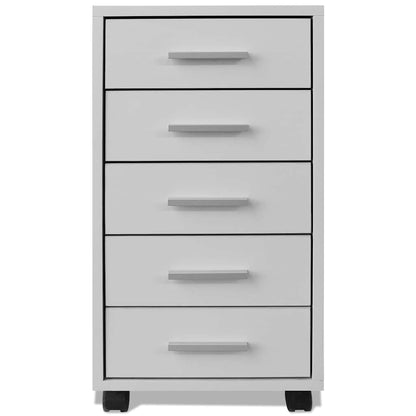 243064 vidaXL Office Drawer Unit with Castors 5 Drawers White