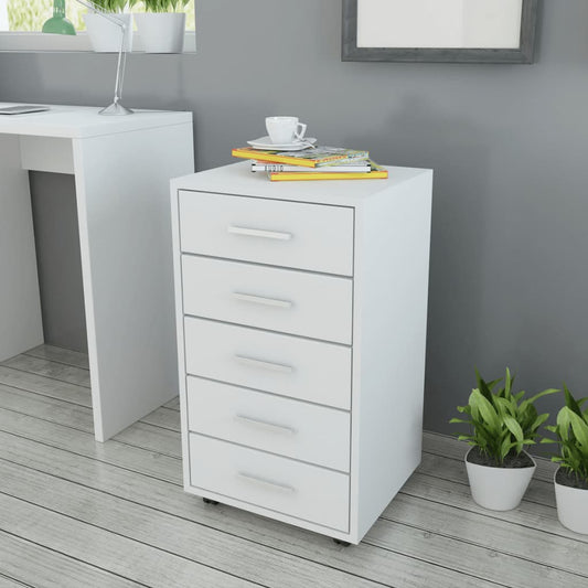 vidaXL Office Drawer Unit | White | Engineered wood, MDF, Aluminium | Compact