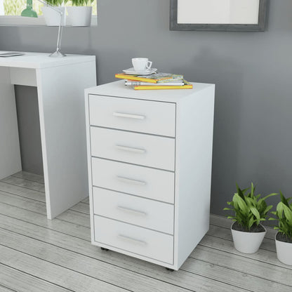 243064 vidaXL Office Drawer Unit with Castors 5 Drawers White