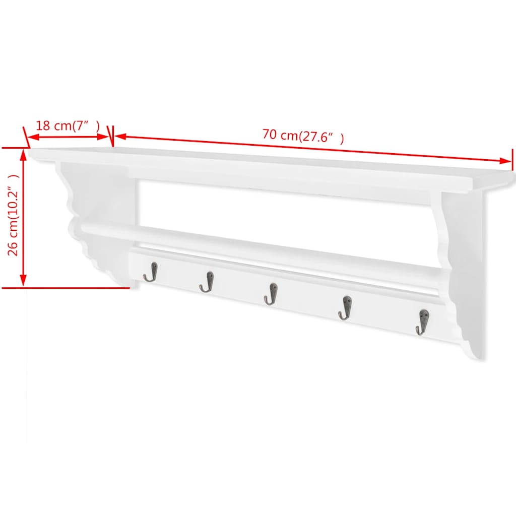242644 vidaXL Coat Rack MDF White Baroque Style