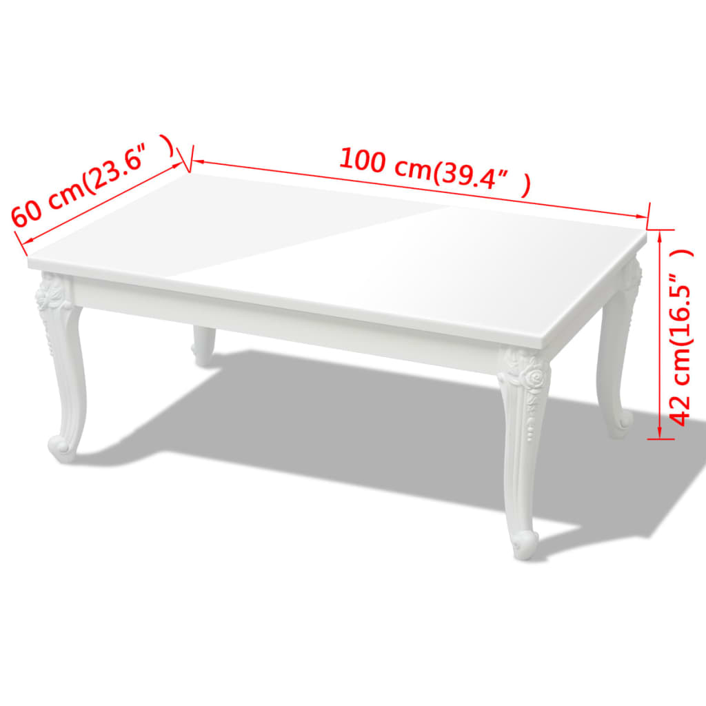 vidaXL Coffee Table 100x60x42 cm High Gloss White