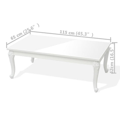 243381 vidaXL Coffee Table 115x65x42 cm High Gloss White