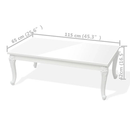 243381 vidaXL Coffee Table 115x65x42 cm High Gloss White