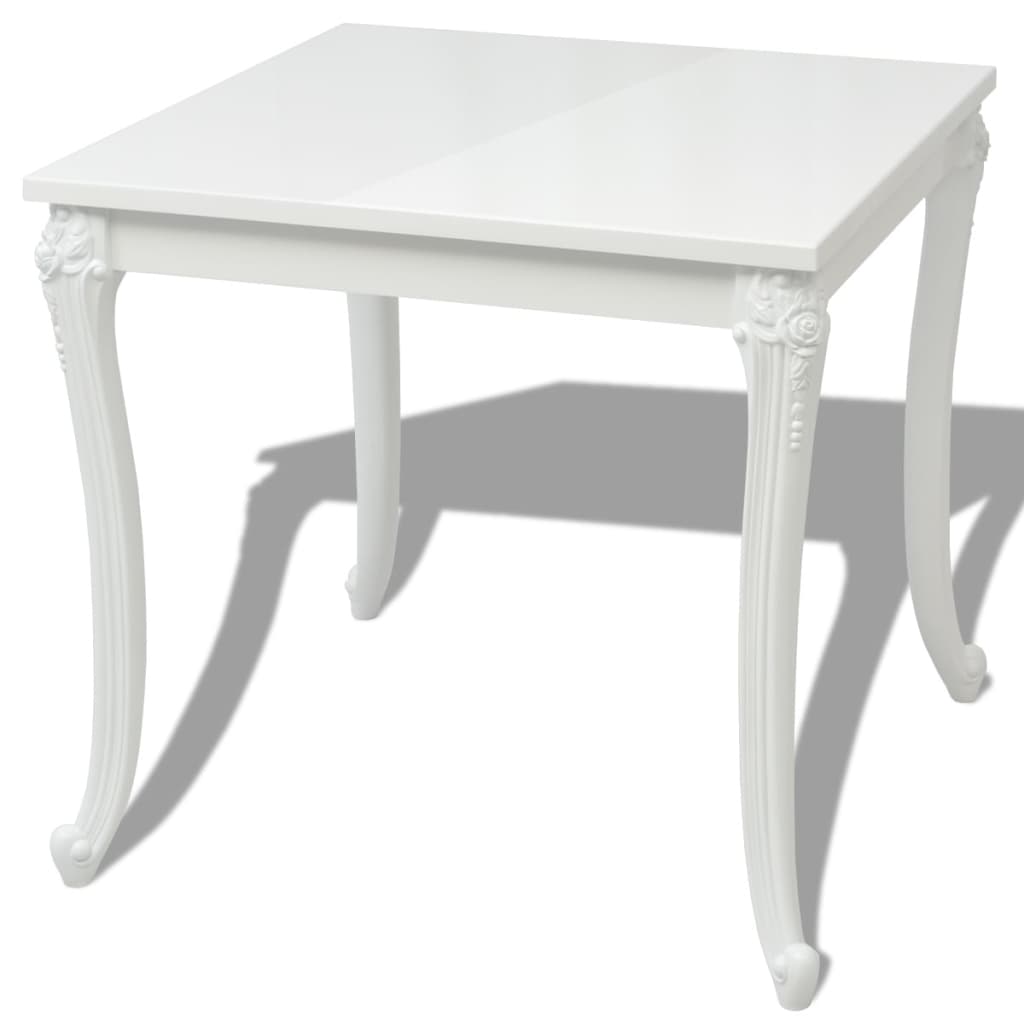 243382 vidaXL Dining Table 80x80x76 cm High Gloss White