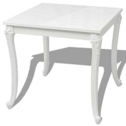 243382 vidaXL Dining Table 80x80x76 cm High Gloss White
