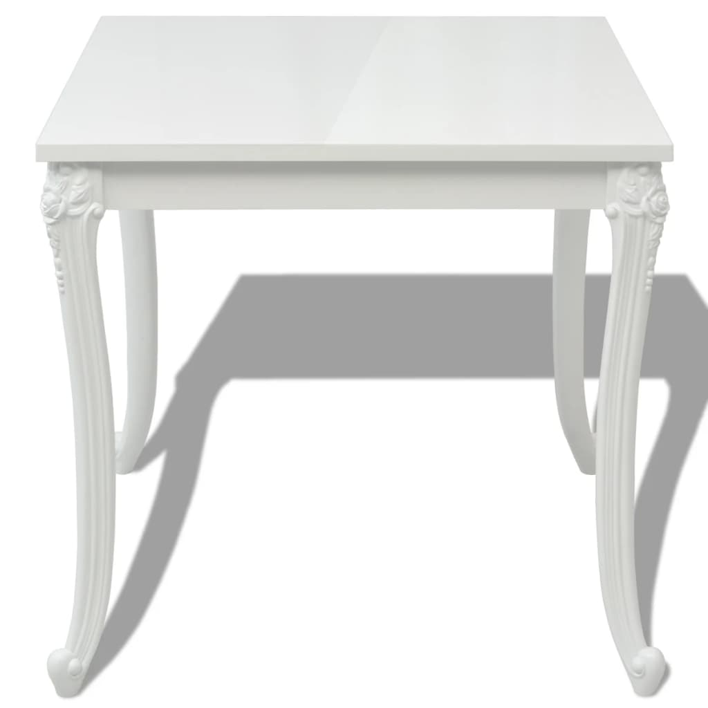 243382 vidaXL Dining Table 80x80x76 cm High Gloss White