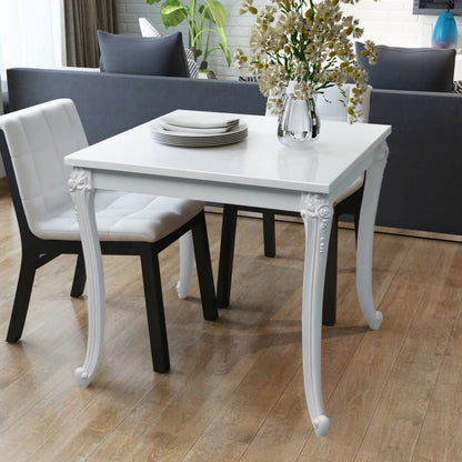 243382 vidaXL Dining Table 80x80x76 cm High Gloss White