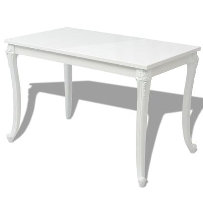 243383 vidaXL Dining Table 116x66x76 cm High Gloss White