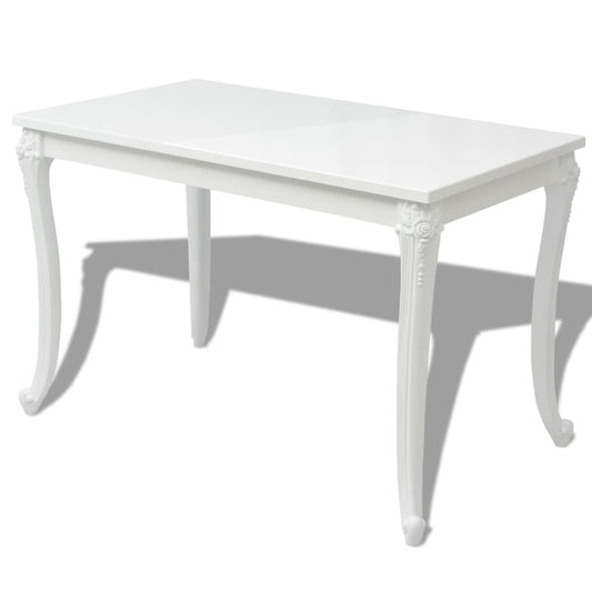 243383 vidaXL Dining Table 116x66x76 cm High Gloss White