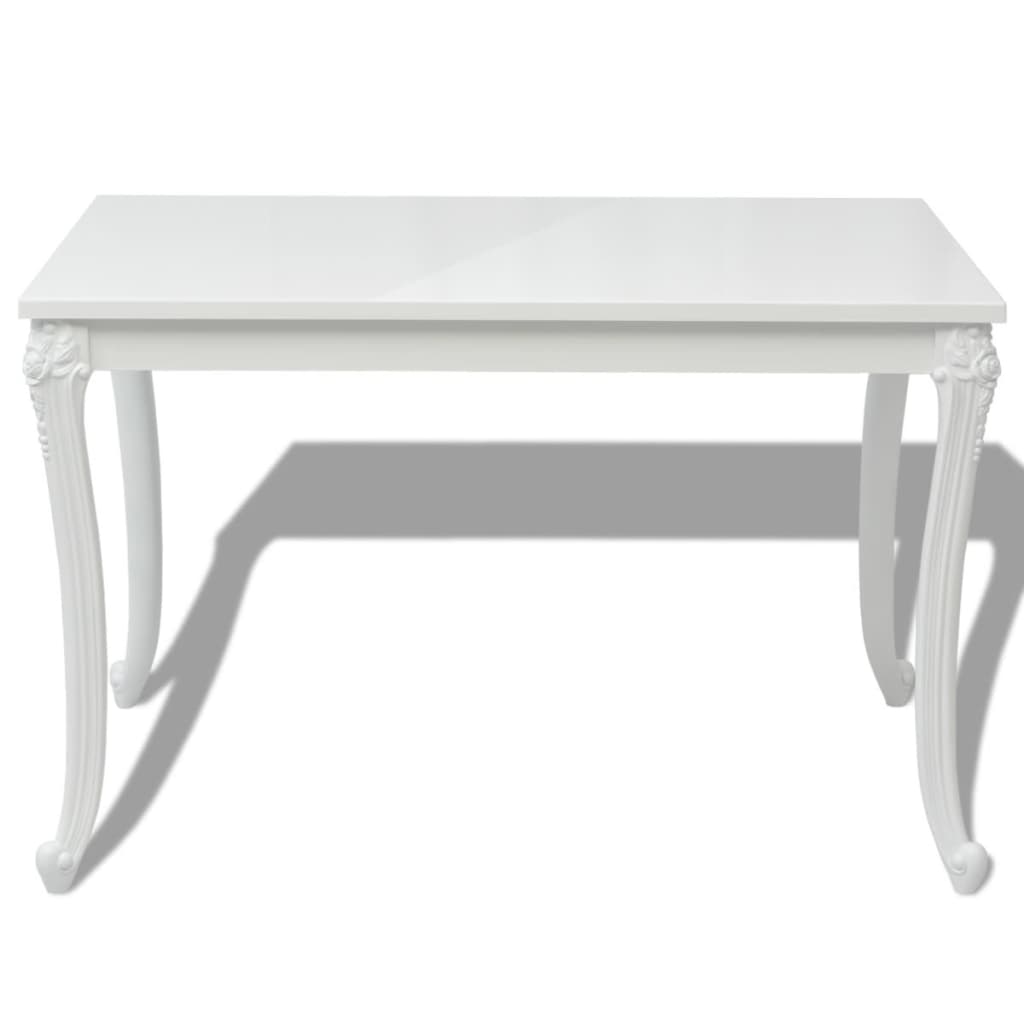 243383 vidaXL Dining Table 116x66x76 cm High Gloss White
