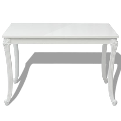 243383 vidaXL Dining Table 116x66x76 cm High Gloss White