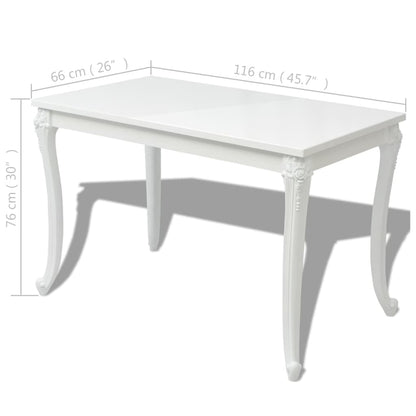 243383 vidaXL Dining Table 116x66x76 cm High Gloss White