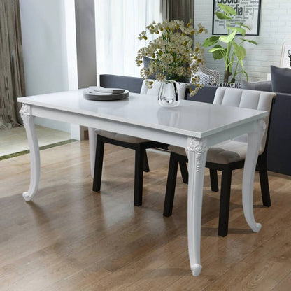 243383 vidaXL Dining Table 116x66x76 cm High Gloss White