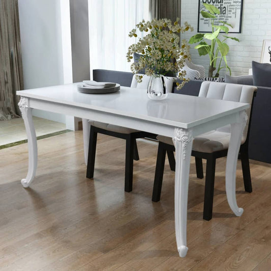243383 vidaXL Dining Table 116x66x76 cm High Gloss White