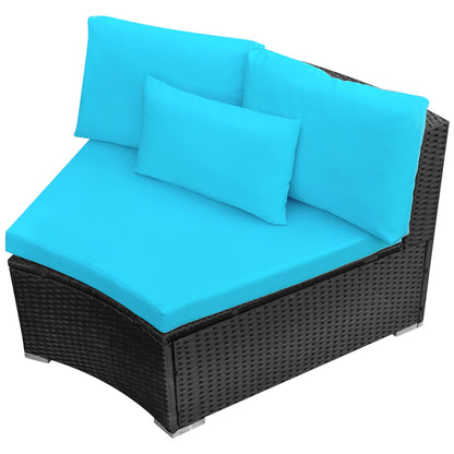 vidaXL Round Sofa Set 11 pcs Blue Poly Rattan