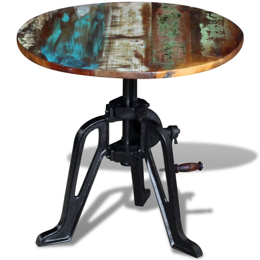 vidaXL Side Table Solid Reclaimed Wood Cast Iron 60x(42-63) cm
