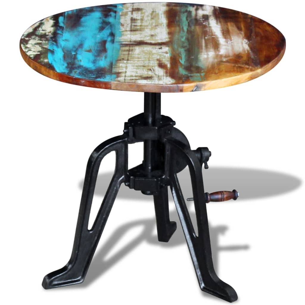 vidaXL Side Table Solid Reclaimed Wood Cast Iron 60x(42-63) cm