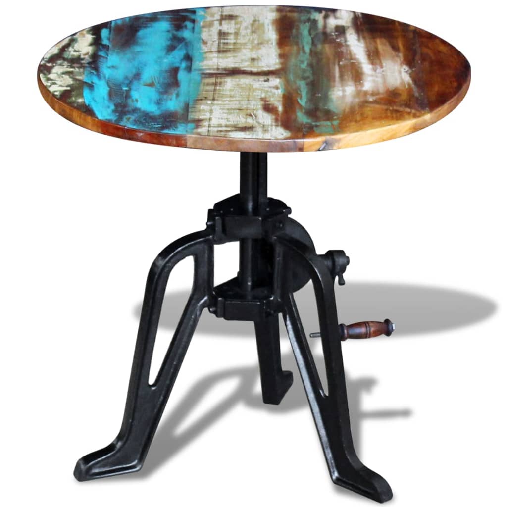 vidaXL Side Table Solid Reclaimed Wood Cast Iron 60x(42-63) cm
