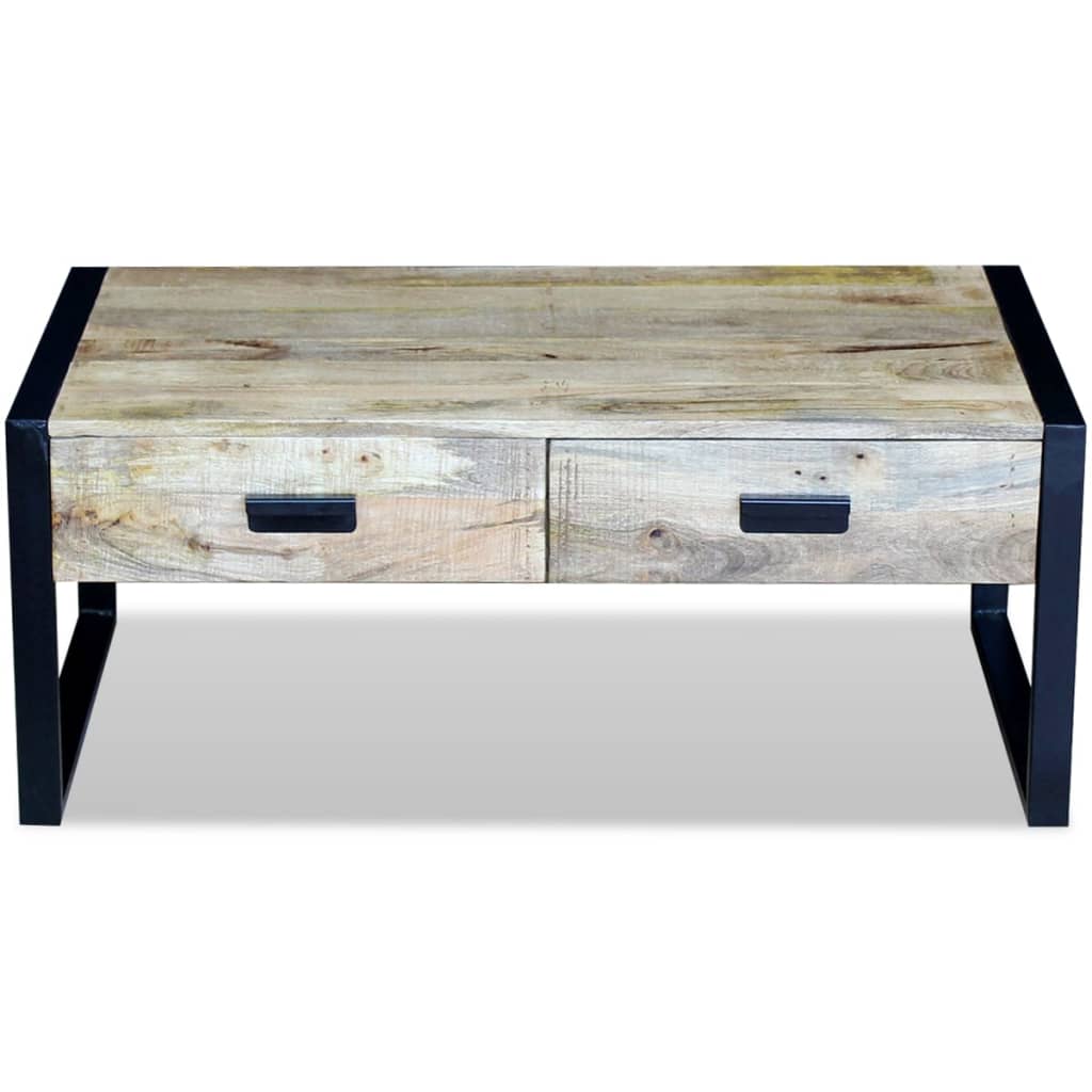 vidaXL Coffee Table with 2 Drawers Solid Mango Wood 100x60x40 cm