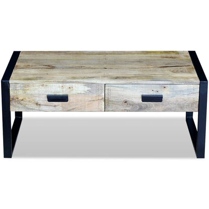 vidaXL Coffee Table with 2 Drawers Solid Mango Wood 100x60x40 cm