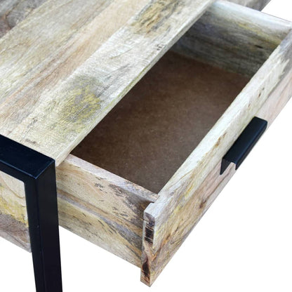 243297 vidaXL Coffee Table with 2 Drawers Solid Mango Wood 100x60x40 cm