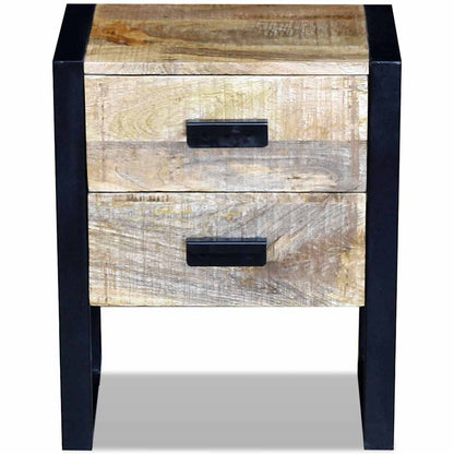 243298 vidaXL Side Table with 2 Drawers Solid Mango Wood 43x33x51 cm